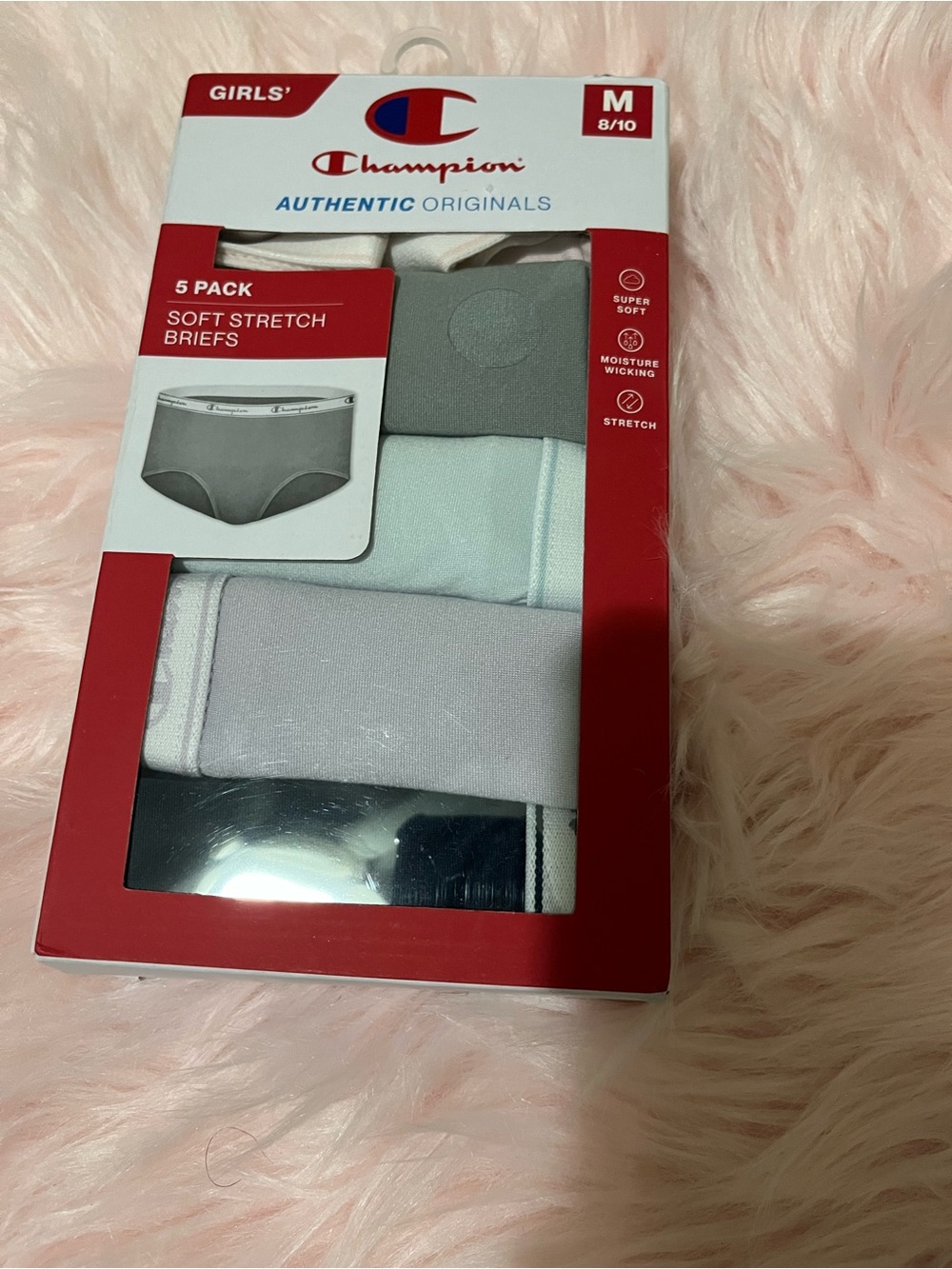 Champion Girls' 5-Pack Soft Stretch Briefs - White, Gray, Black